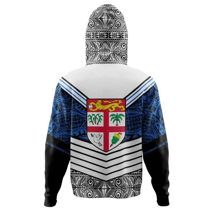 Fiji Hoodie Tapa Lauhala Rugby Scrum Style - Polynesian Pride