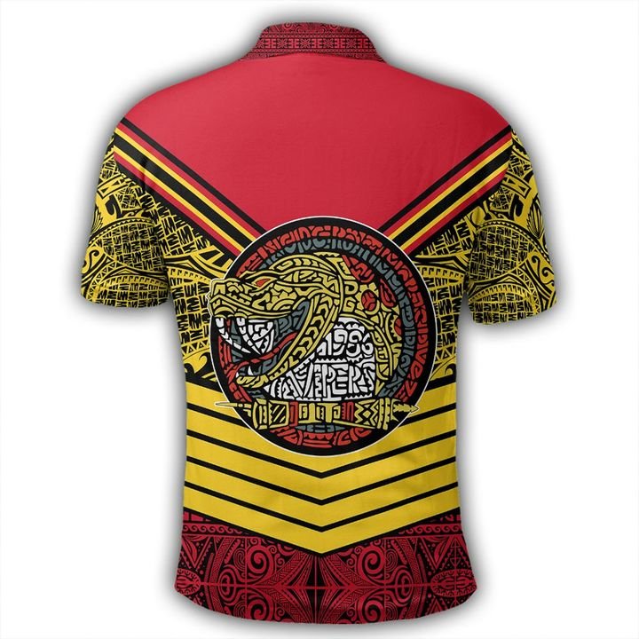Port Moresby Vipers Polo Shirt Tapa Lauhala Rugby Scrum Style - Polynesian Pride