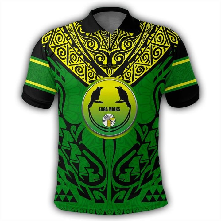Nesian Wave Polo Shirt Enga Mioks Polo Shirt Papuan Unisex Green - Polynesian Pride