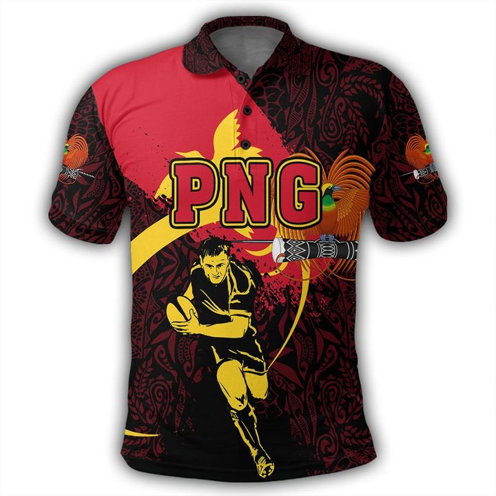 Papua New Guinea Polo Shirt Rugby Papuan Pattern Spoto Style Unisex Red - Polynesian Pride