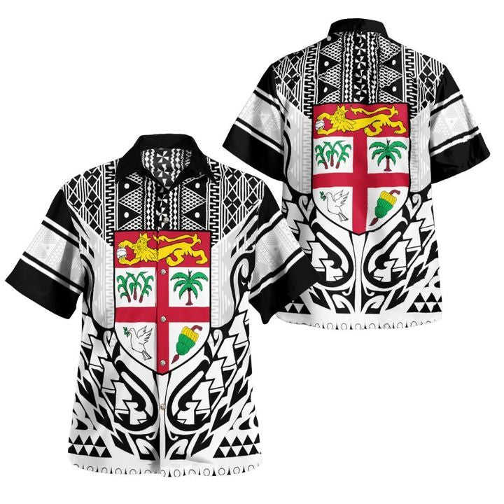 Fiji Digicel Style Hawaiian Shirt Coat of Arms Unisex Blue - Polynesian Pride