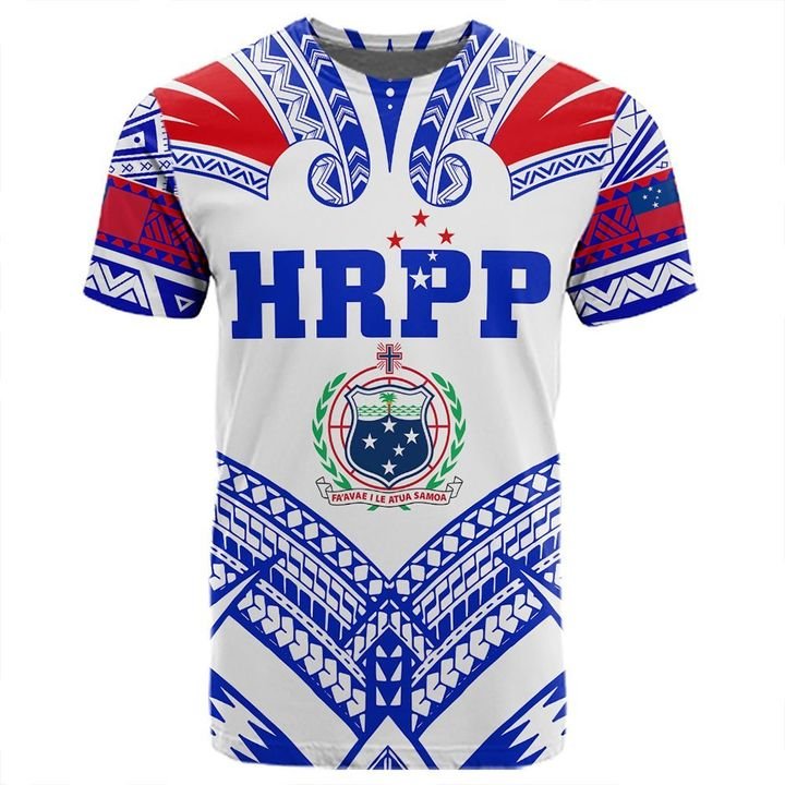 Custom Samoa HRPP T Shirt Polynesian Pattern Unisex White - Polynesian Pride