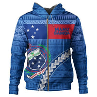 Manu Samoa Rugby Zip Hoodie Coat of Arms - Polynesian Pride
