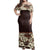 Fiji Tapa Hibiscus Brown Off Shoulder Long Dress Women Brown - Polynesian Pride