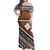 Fiji Tapa Oldie Off Shoulder Long Dress Women Brown - Polynesian Pride