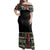 Fiji Bula Dress - Colorful Tapa Off Shoulder Long Dress Women Black - Polynesian Pride