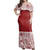 Fiji Tapa Monstera Off Shoulder Long Dress Women Red - Polynesian Pride