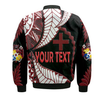 (Custom Personalised) Tonga Emancipation Day Bomber Jacket Kupesi Pattern No.1 Black LT9 - Polynesian Pride