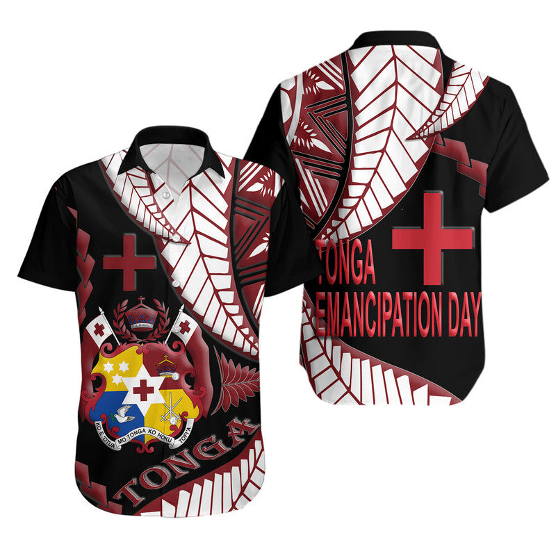 Tonga Emancipation Day Hawaiian Shirt Kupesi Pattern No.1 Black LT9 Unisex - Polynesian Pride