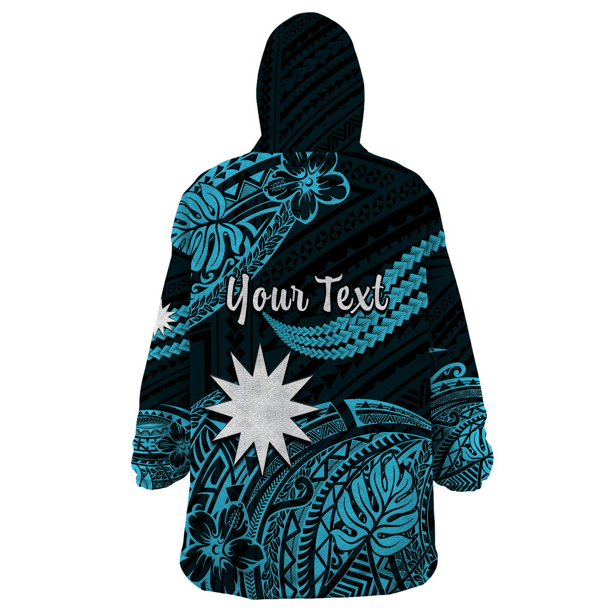 (Custom Personalised) Nauru Polynesian Hibiscus Naoero Turquoise Wearable Blanket Hoodie LT14 - Polynesian Pride