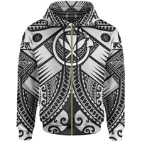 Hawaii Polynesian Zip up Hoodie White Kanaka Maoli Map Unisex White - Polynesian Pride