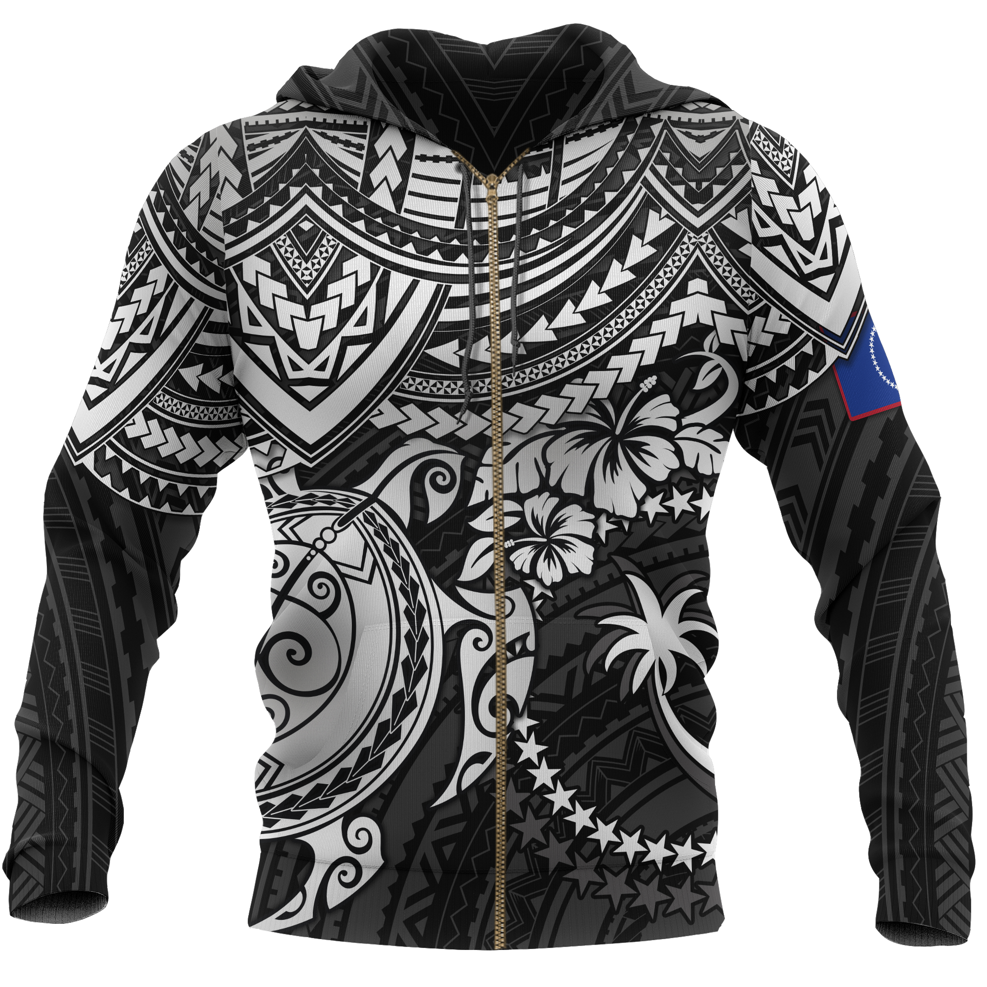 Chuuk Polynesian Hoodie (Zip up) White Turtle Unisex WHITE - Polynesian Pride