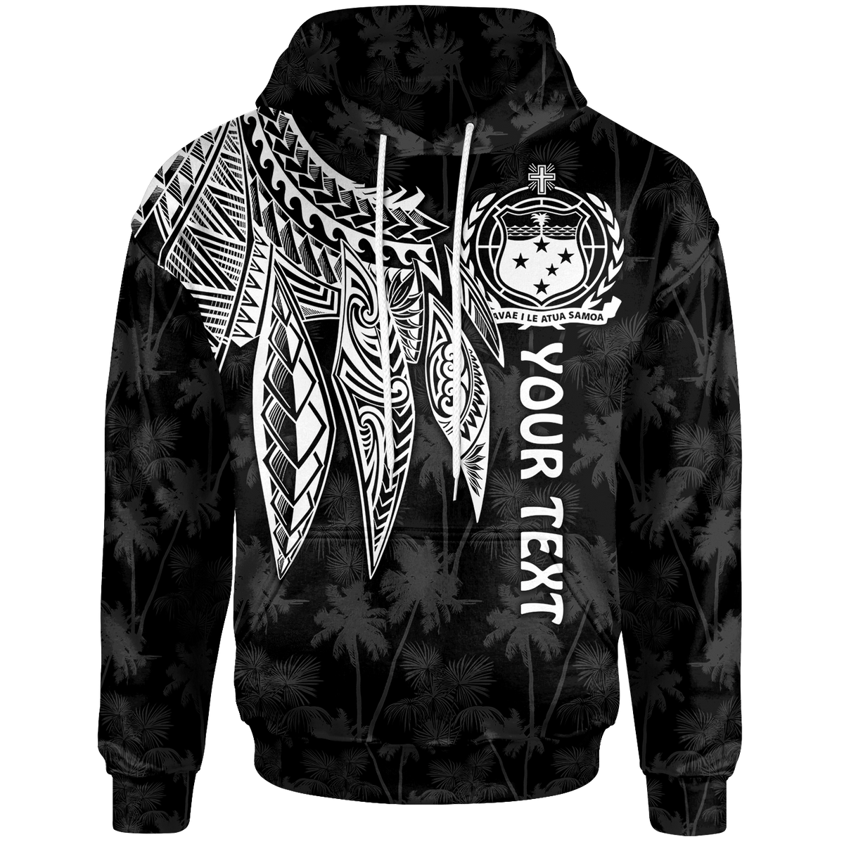 Samoa Custom Hoodie Polynesian Wings (White) Unisex White - Polynesian Pride