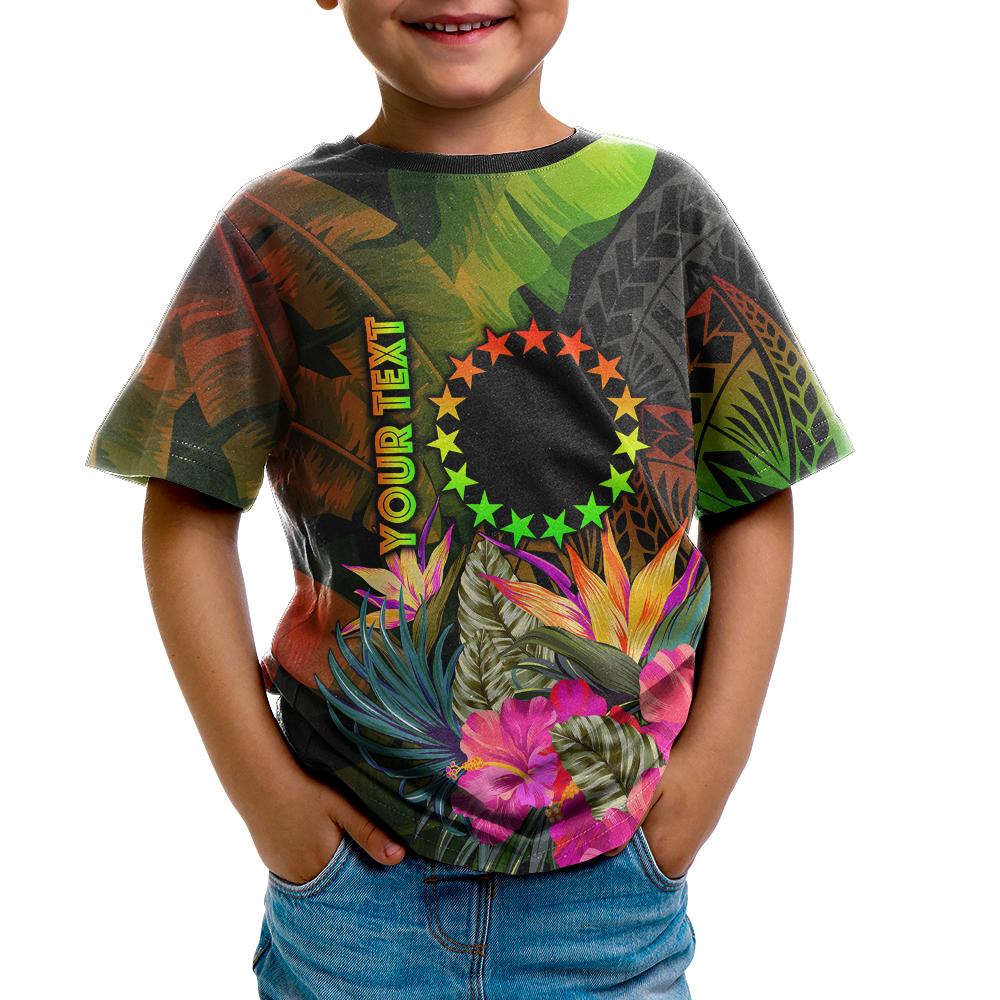 Cook Islands Polynesian Custom T Shirt Hibiscus and Banana Leaves - Polynesian Pride