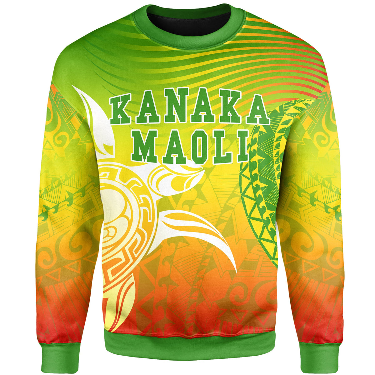 Kanaka Maoli Polynesian Sweatshirt - Turtle Style Unisex Green - Polynesian Pride