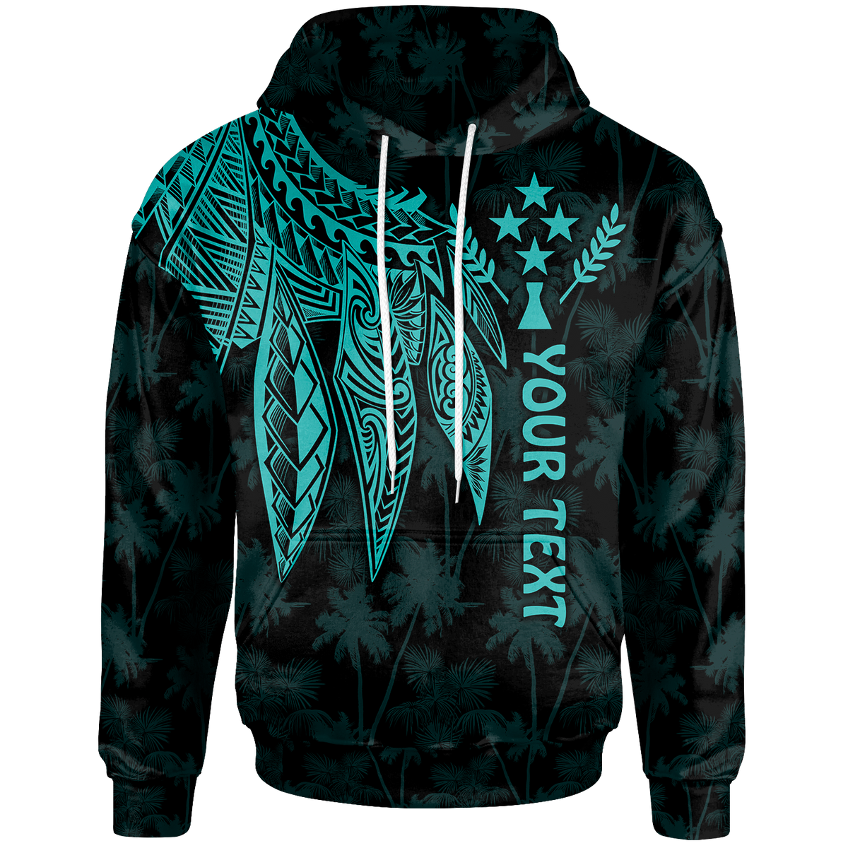 Kosrae Custom Hoodie Polynesian Wings (Turquoise) Unisex Turquoise - Polynesian Pride