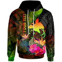 Papua New Guinea Polynesian Custom Hoodie Hibiscus and Banana Leaves Unisex Reggae - Polynesian Pride