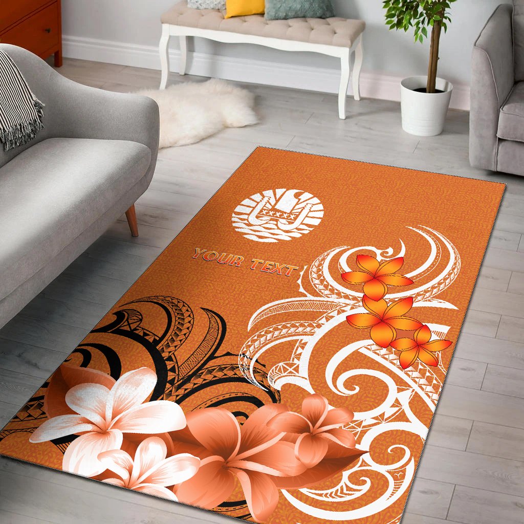 Custom Tahiti Personalised Area Rug - Tahitians Spirit Orange - Polynesian Pride