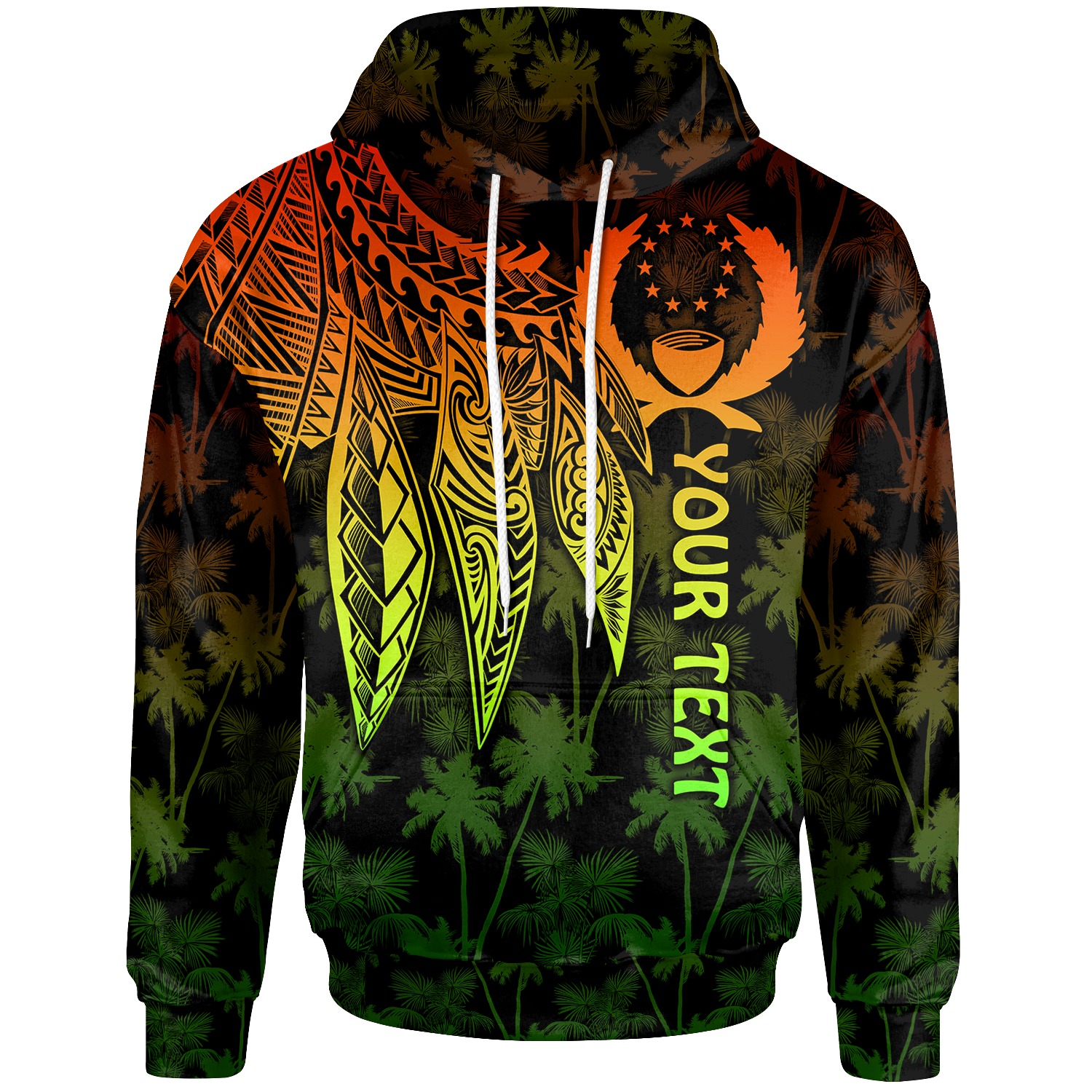 Pohnpei Custom Hoodie Polynesian Wings (Reggae) Reggae - Polynesian Pride