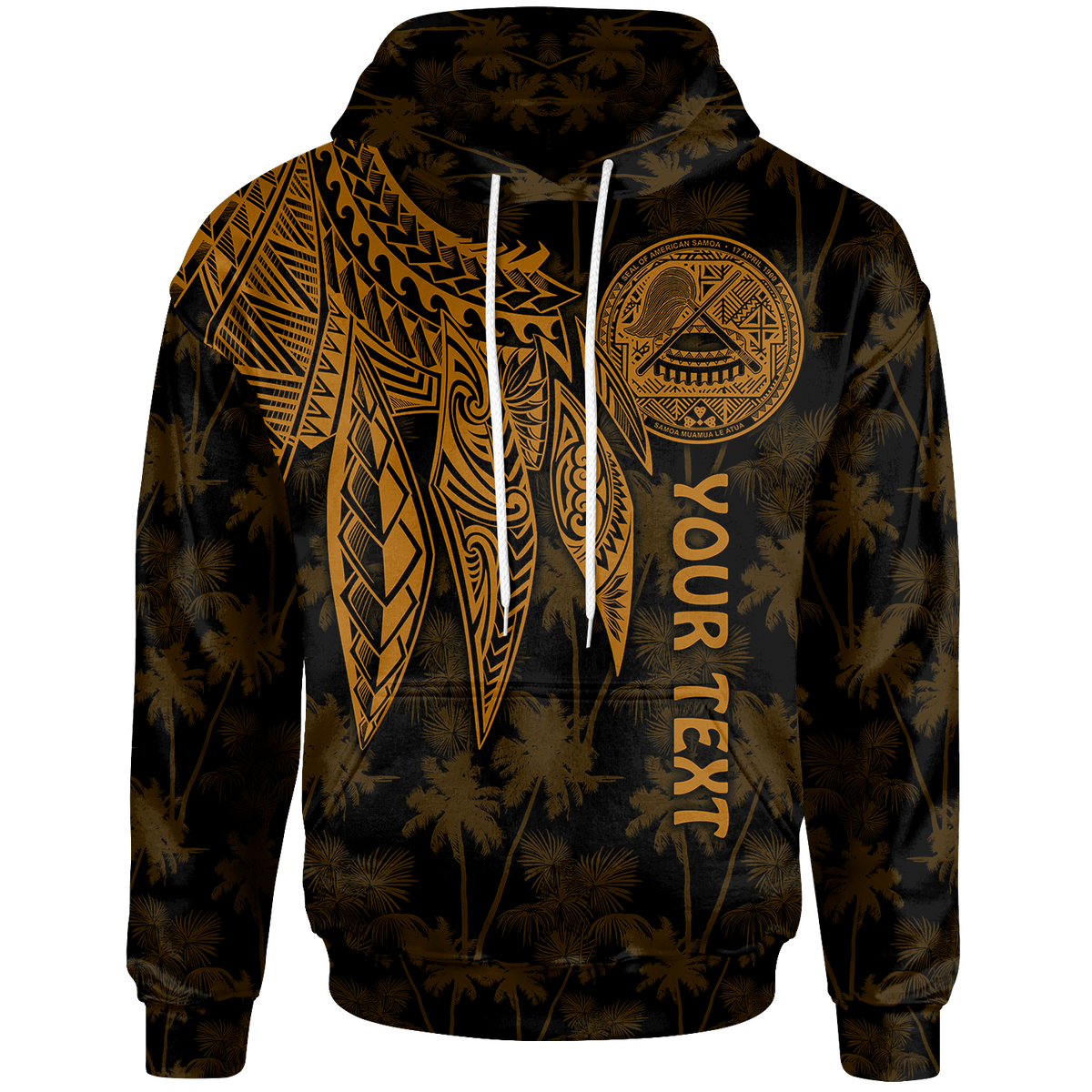 American Samoa Custom Hoodie Polynesian Wings (Golden) Unisex Golden - Polynesian Pride