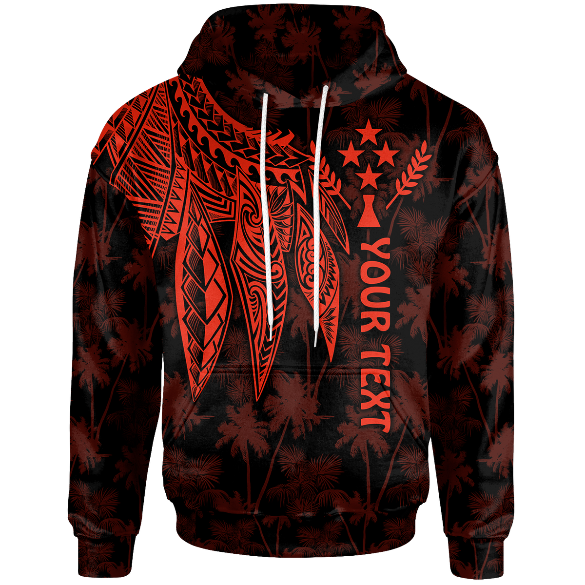 Kosrae Custom Hoodie Polynesian Wings (Red) Unisex Red - Polynesian Pride