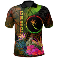 Chuuk Polynesian Custom Polo Hibiscus and Banana Leaves Unisex Reggae - Polynesian Pride