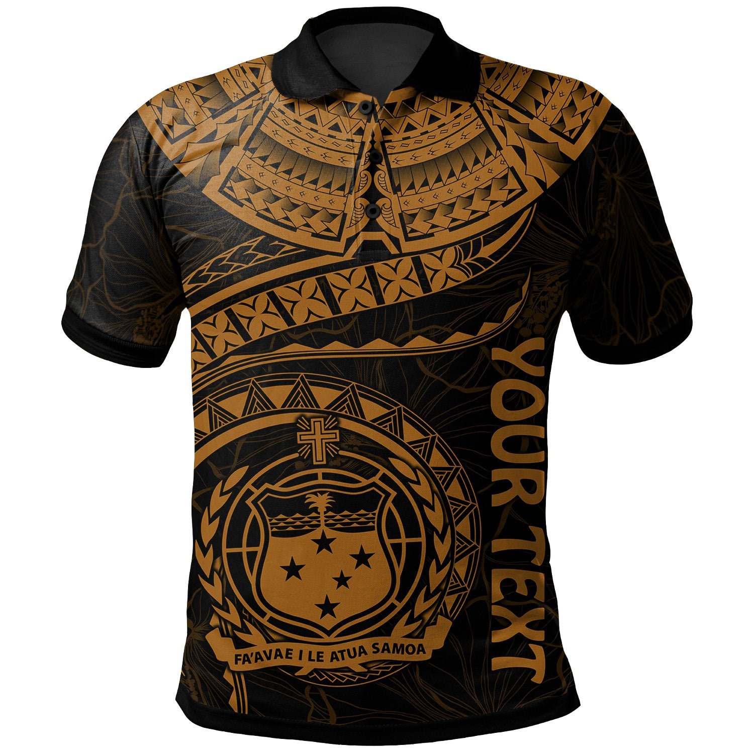 Polynesian Samoa Custom Polo Shirt Samoan Waves (Golden) Unisex Golden - Polynesian Pride