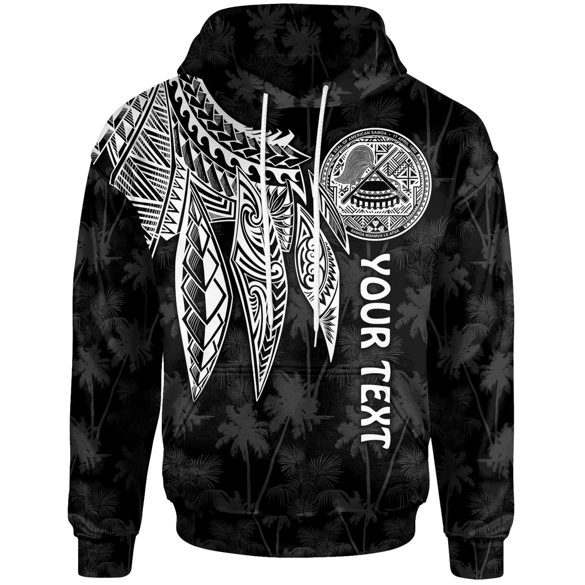 American Samoa Custom Hoodie Polynesian Wings (White) Unisex White - Polynesian Pride