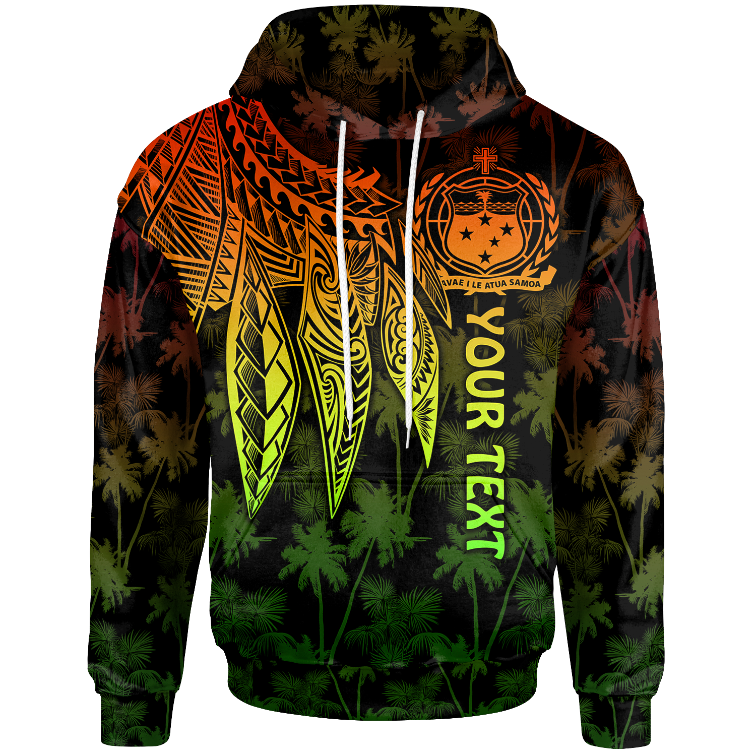 Samoa Custom Hoodie Polynesian Wings (Reggae) Unisex Reggae - Polynesian Pride