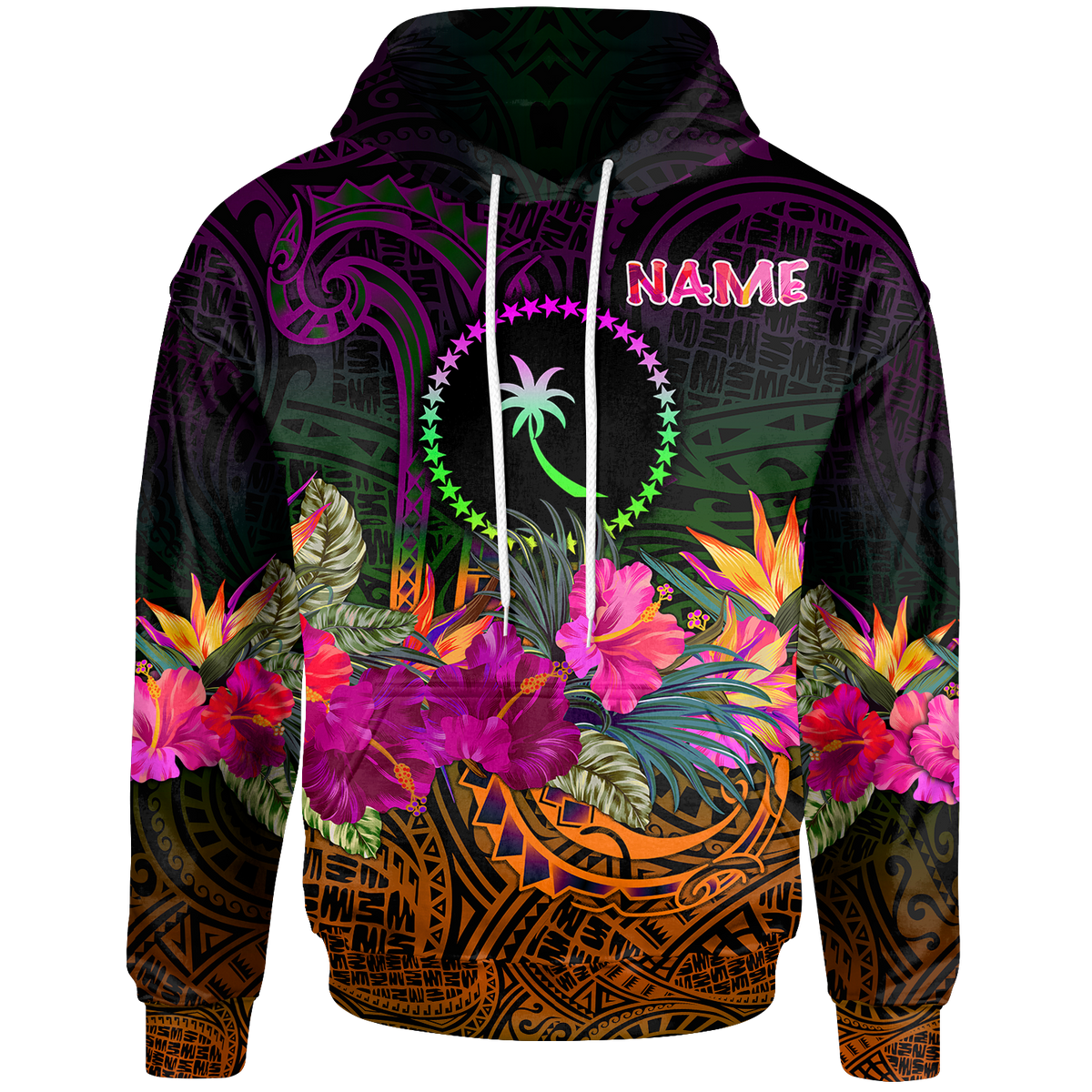 Chuuk Custom Hoodie Summer Hibiscus Unisex Reggae - Polynesian Pride
