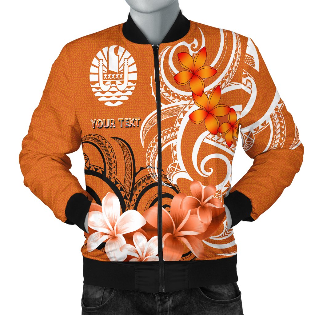 Custom Tahiti Personalised Men's Bomber Jacket - Tahitians Spirit Orange - Polynesian Pride