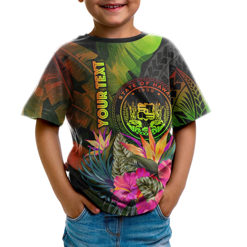 Polynesian Hawaii Polynesian Custom T Shirt Hibiscus and Banana Leaves - Polynesian Pride