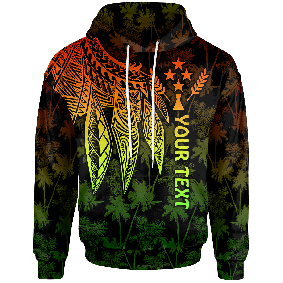 Kosrae Custom Hoodie Polynesian Wings (Reggae) Unisex Reggae - Polynesian Pride
