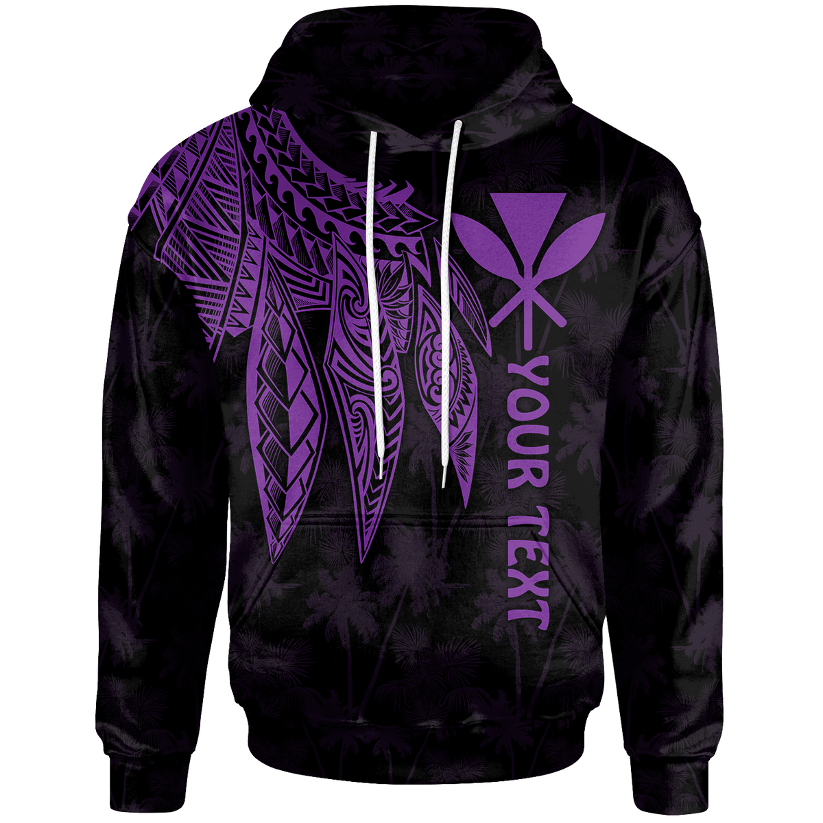 Polynesian Hawaii Kanaka Maoli Custom Hoodie Polynesian Wings (Purple) Unisex Purple - Polynesian Pride