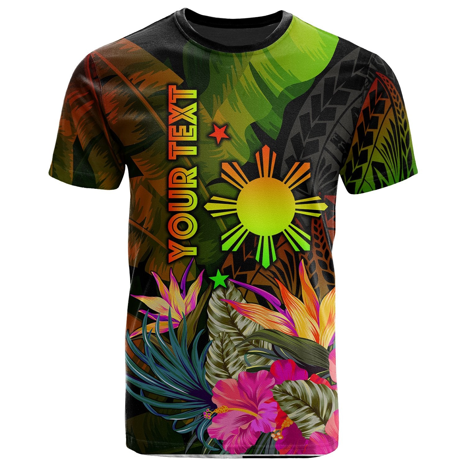 The Philippines Polynesian Custom T Shirt Hibiscus and Banana Leaves Unisex Reggae - Polynesian Pride