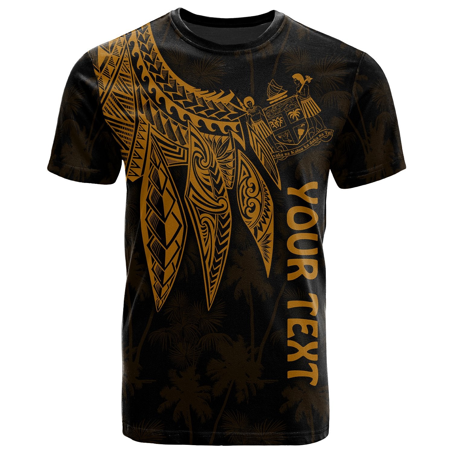 Fiji Custom T Shirt Polynesian Wings (Golden) Reggae - Polynesian Pride