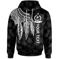 Vanuatu Custom Hoodie Polynesian Wings (White) Unisex Blue - Polynesian Pride