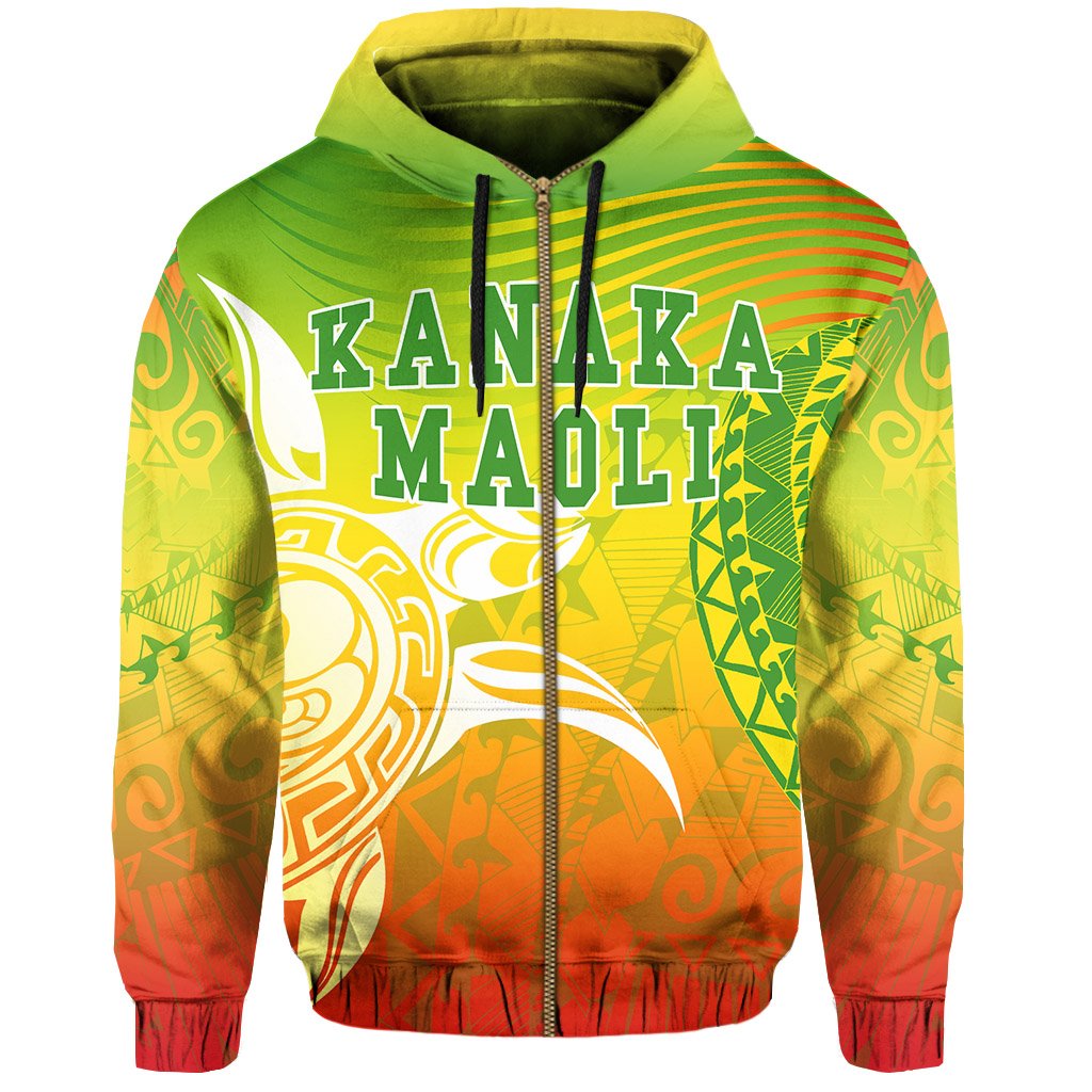 Kanaka Maoli Polynesian Zipper Hoodie Turtle Style - Polynesian Pride