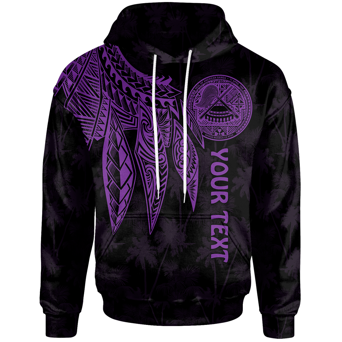 American Samoa Custom Hoodie Polynesian Wings (Purple) Unisex Purple - Polynesian Pride