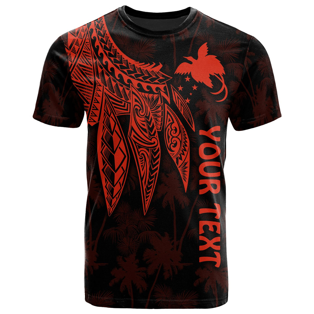 Papua New Guinea Custom T Shirt Polynesian Wings (Red) Unisex Red - Polynesian Pride