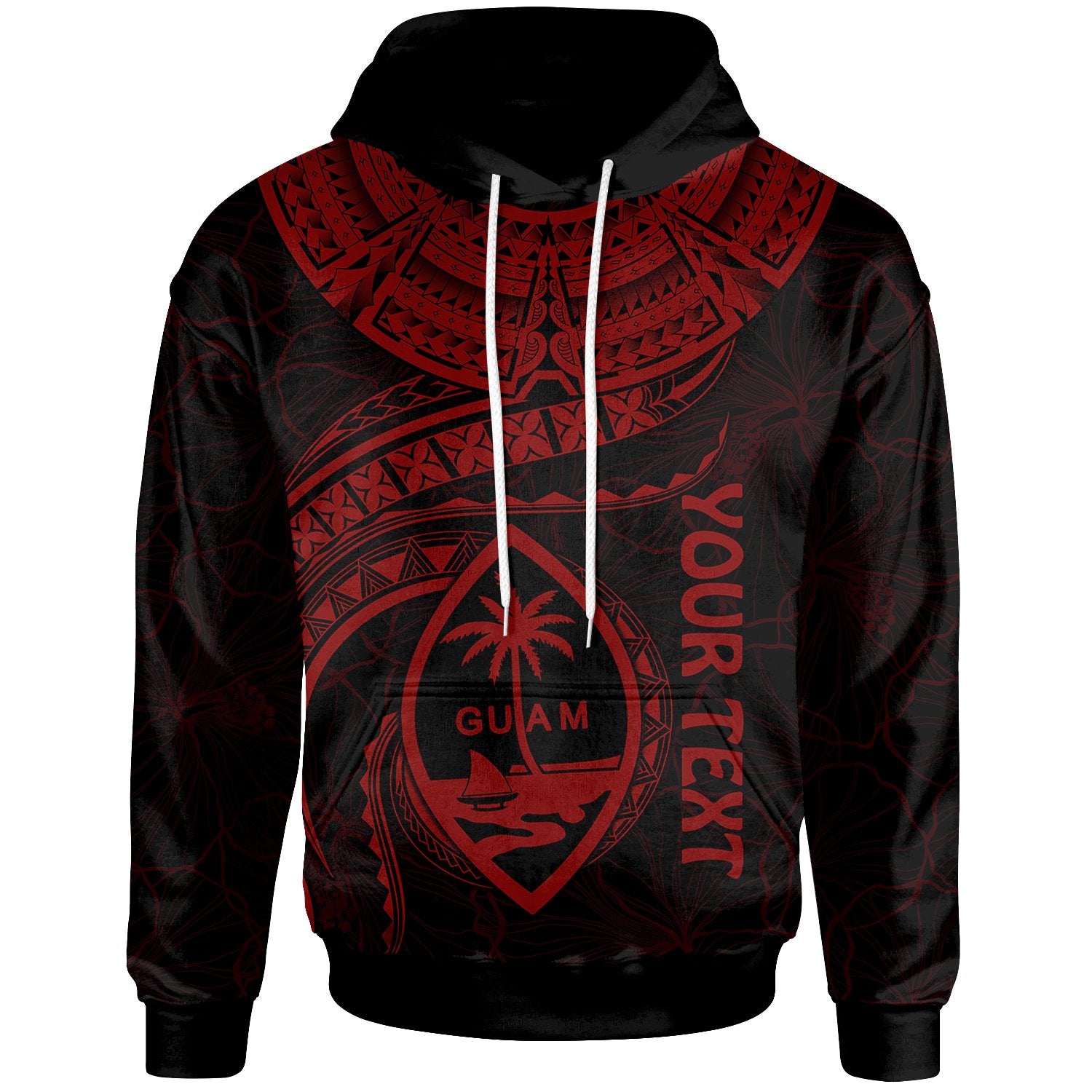 Guam Polynesian Custom Hoodie Guam Waves (Red) Unisex Red - Polynesian Pride