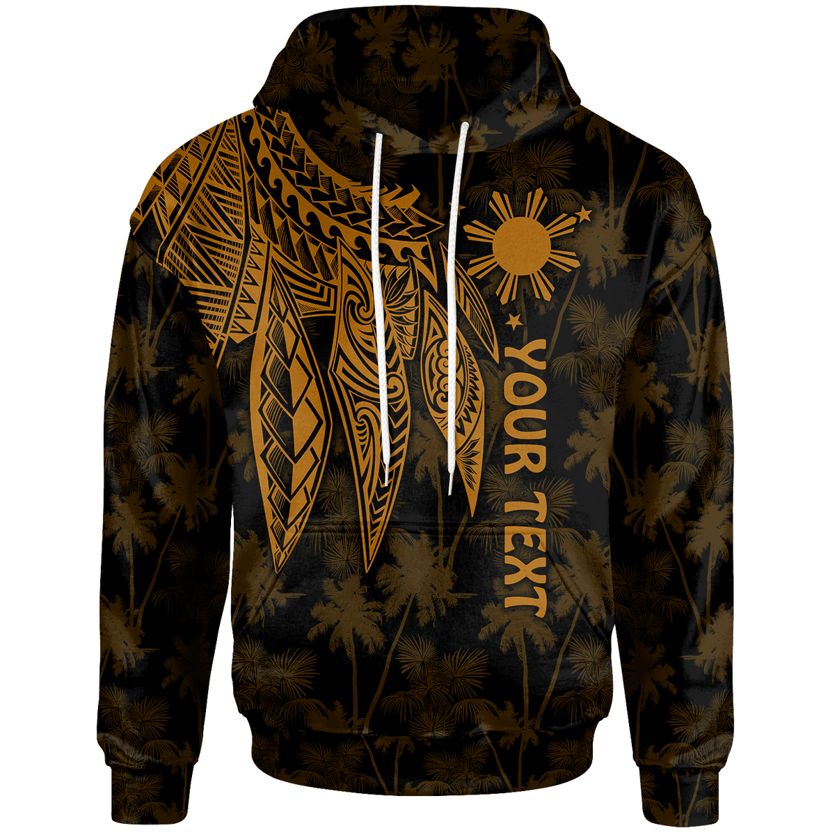 The Philippines Custom Hoodie Polynesian Wings (Golden) Unisex Golden - Polynesian Pride