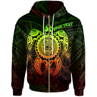 American Samoa Polynesian Custom Zip up Hoodie Vintage Polynesian Turtle (Reggae) Unisex Reggae - Polynesian Pride