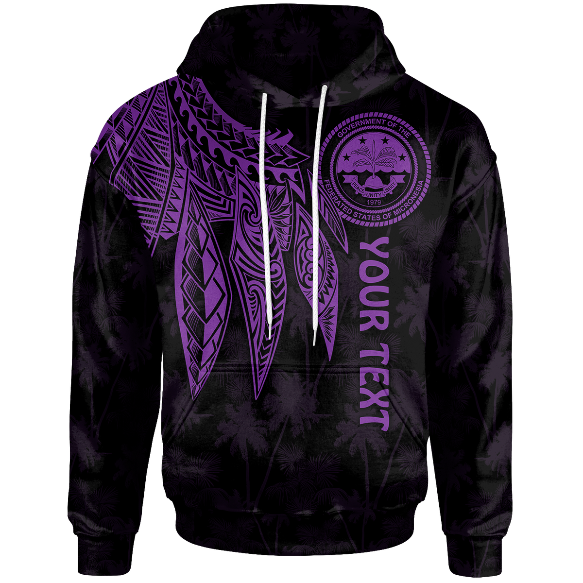 Federated States of Micronesia Custom Hoodie Polynesian Wings (Purple) Unisex Purple - Polynesian Pride