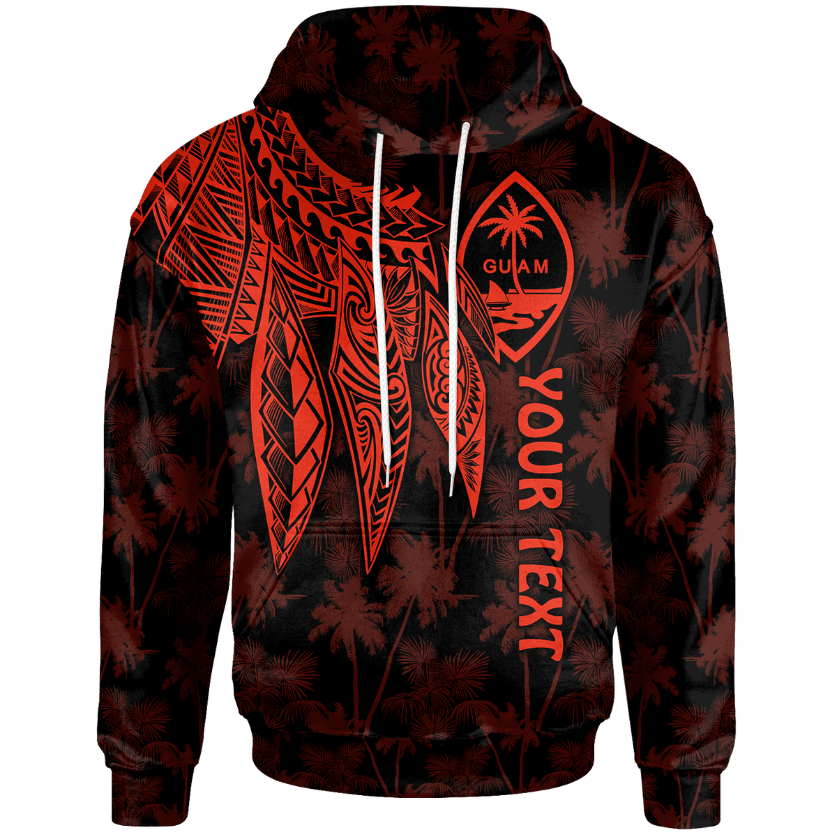 Guam Custom Hoodie Polynesian Wings (Red) Unisex Red - Polynesian Pride