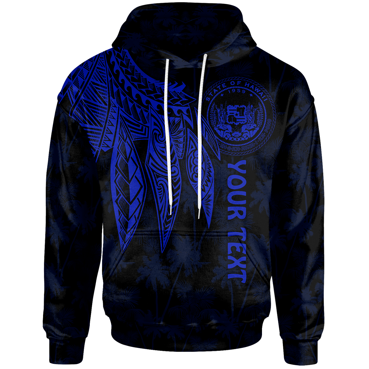 Polynesian Hawaii Custom Hoodie Polynesian Wings (Blue) Unisex Blue - Polynesian Pride