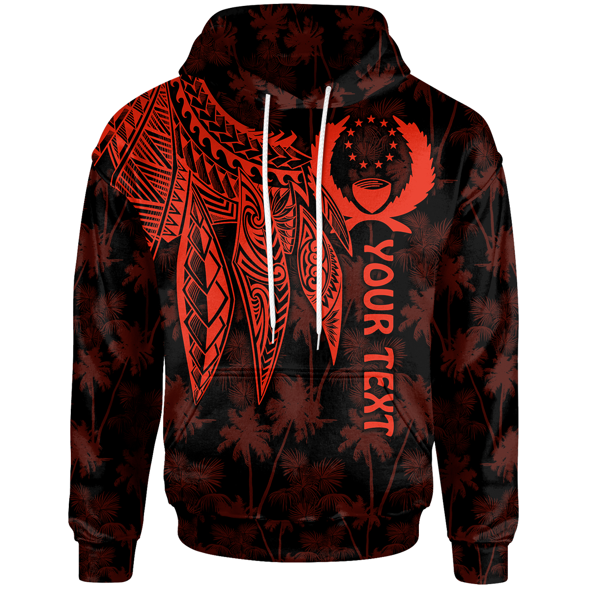 Pohnpei Custom Hoodie Polynesian Wings (Red) Unisex Red - Polynesian Pride