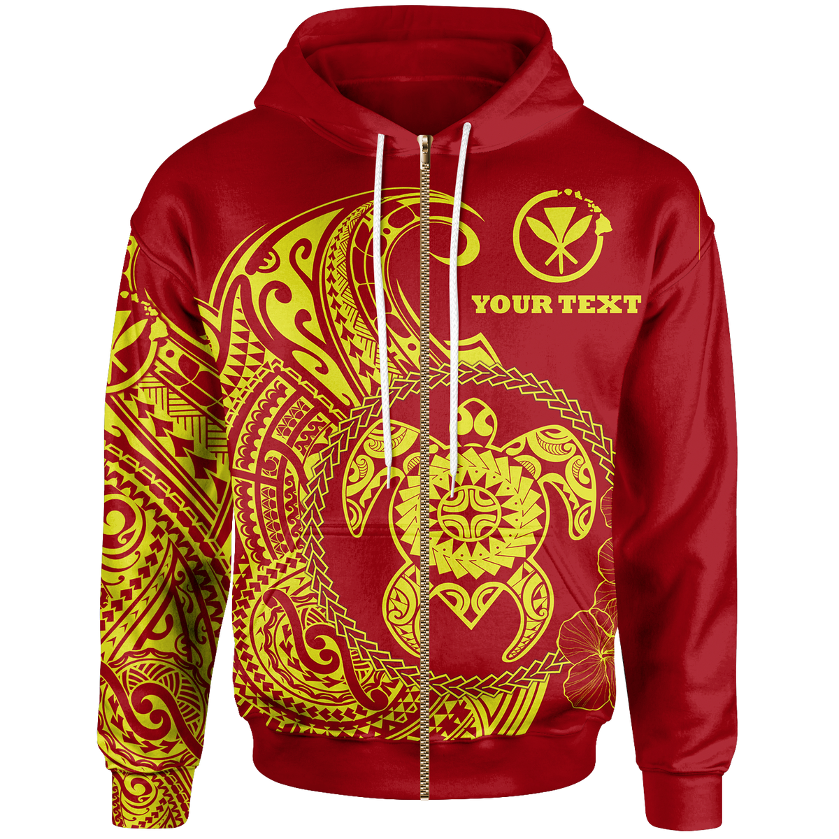 Hawaii Polynesian Custom Zip up Hoodie Vintage Polynesian Turtle (Red) Unisex Red - Polynesian Pride