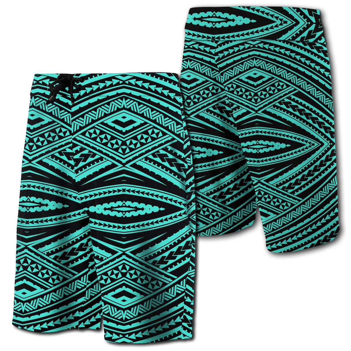 Hawaii Polynesian Tatau Board Shorts Turquoise Men Turquoise - Polynesian Pride