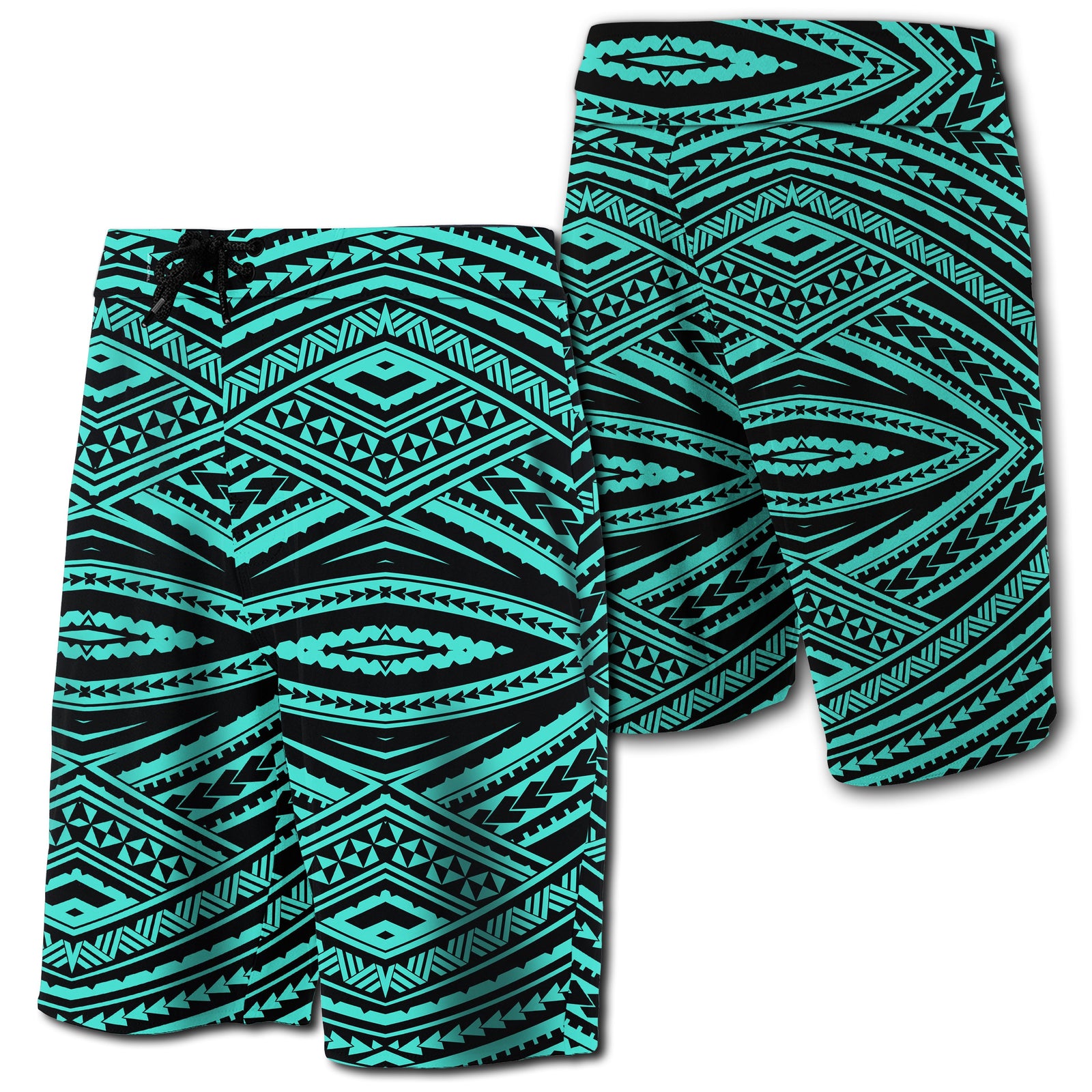 Hawaii Polynesian Tatau Board Shorts Turquoise Men Turquoise - Polynesian Pride